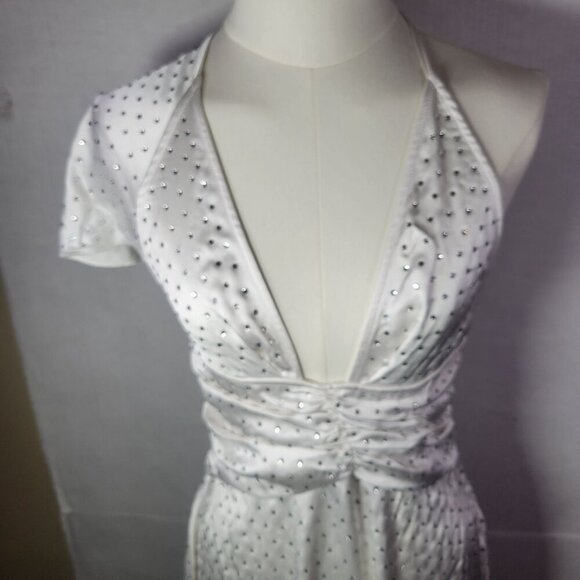 WeWoreWhat White Bridal Wedding Crystal Rhinestone Halter Mini Dress Size 0 - Picture 2 of 10